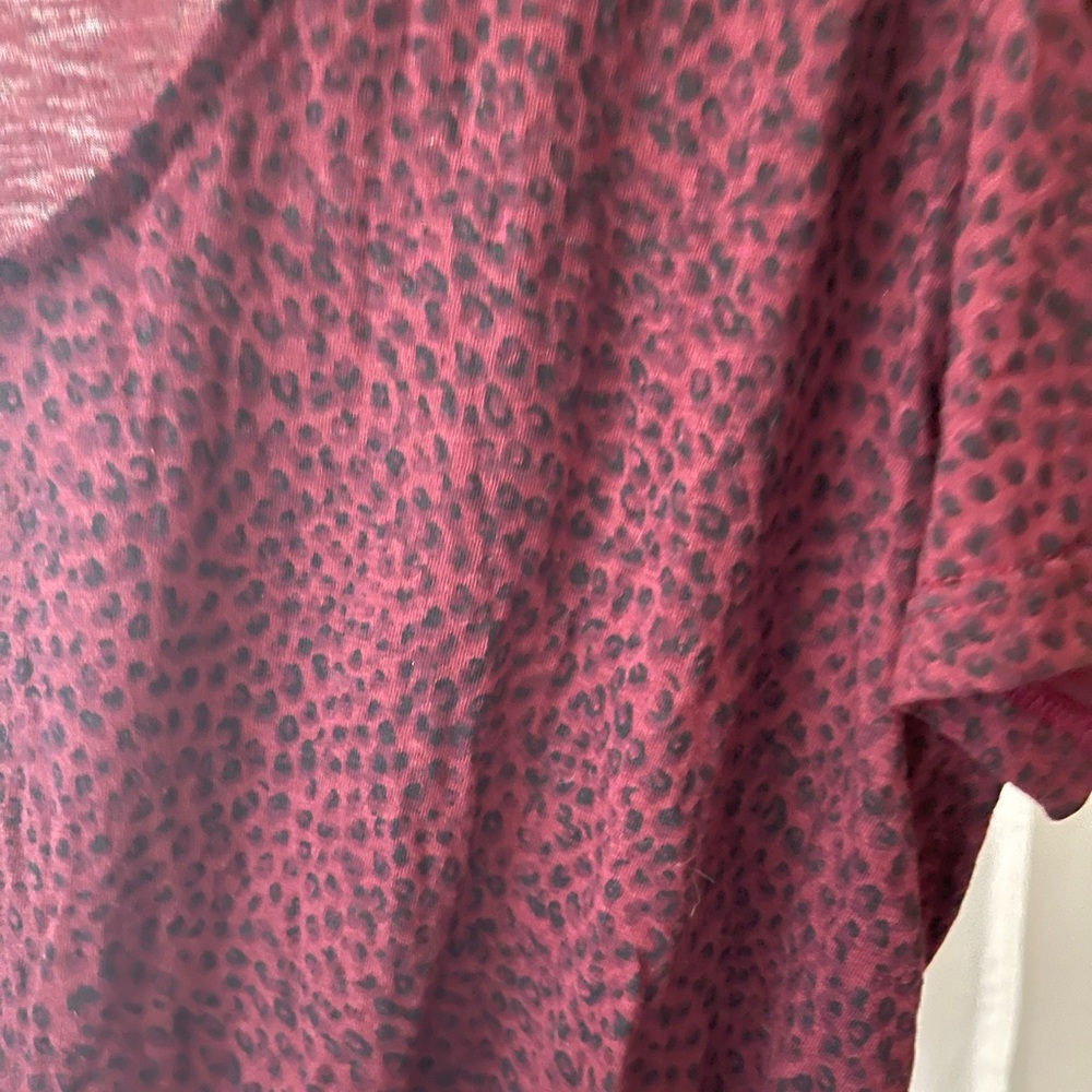 Lucky Brand Burgundy Short Sleeve Peplum Blouse - Picture 3 of 6